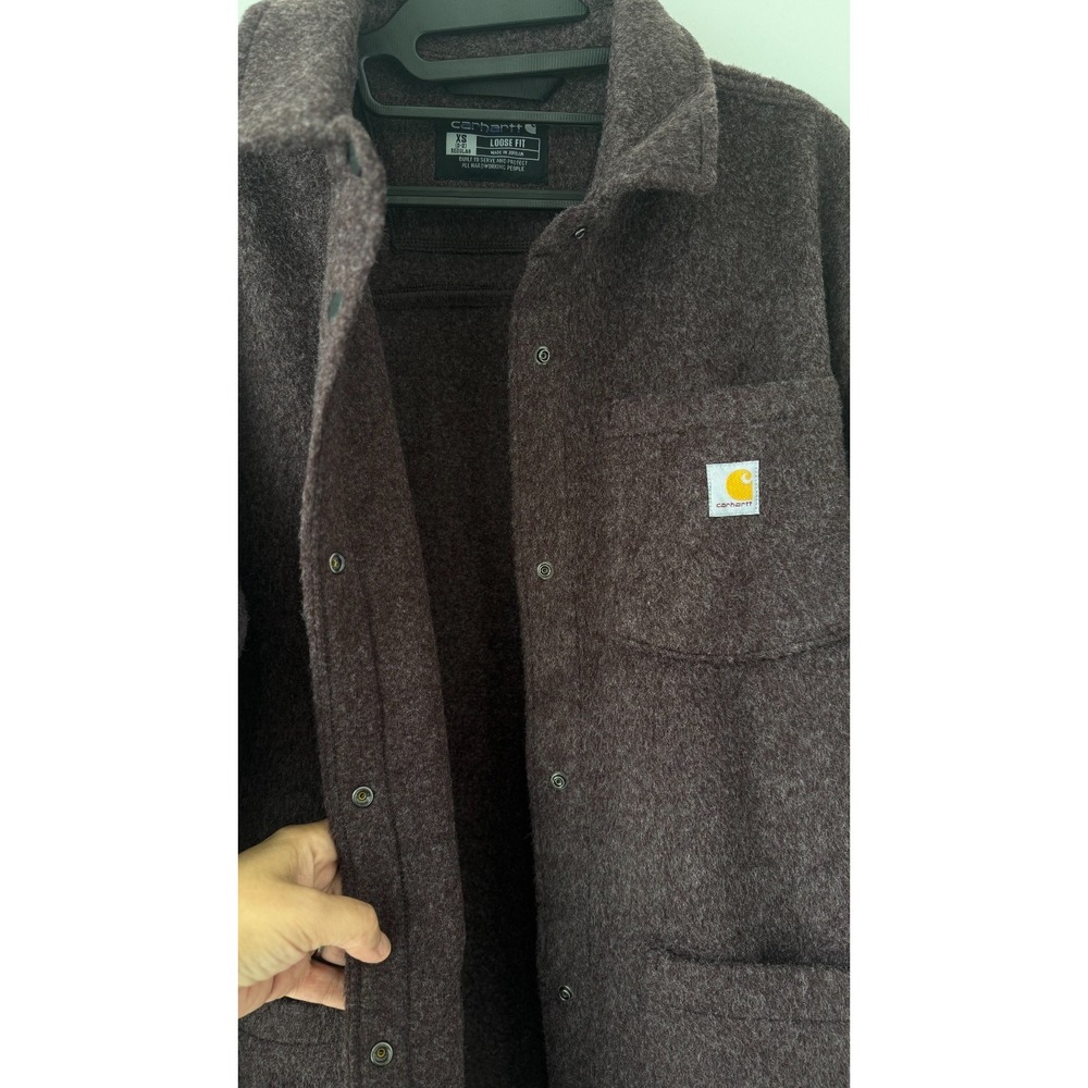 NWOT Carhartt Womens Wool Blend Fleece XS Overshirt Jacket Burgundy - Picture 4 of 6